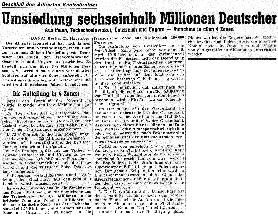 Umsiedlungen 1945 durch Alliierte - KoKa-Augsburg