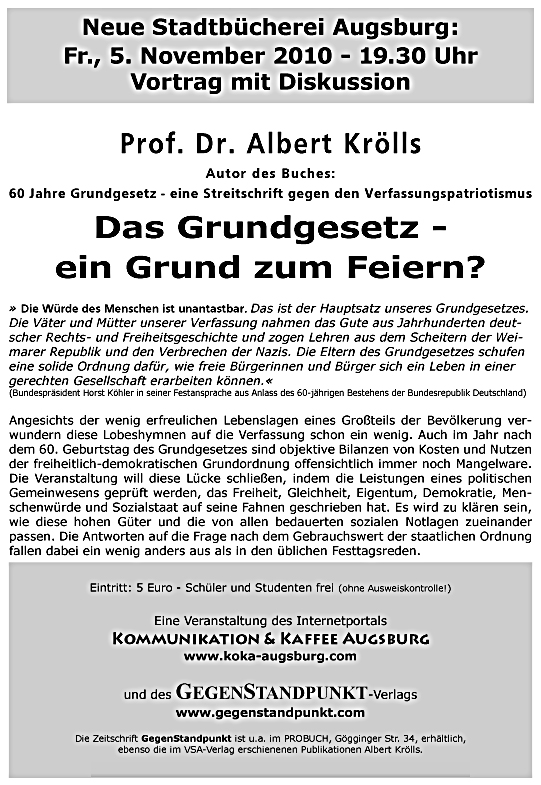 Augsburg Albert Krölls Vortrag und Diskussion Grundgesetz