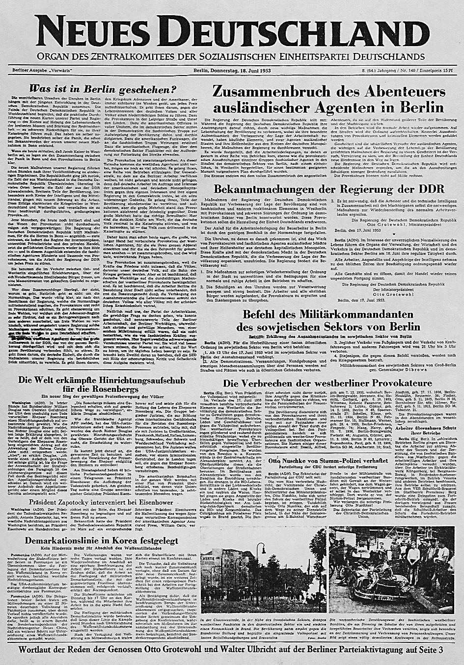 Neues Deutschland 18.06.1953